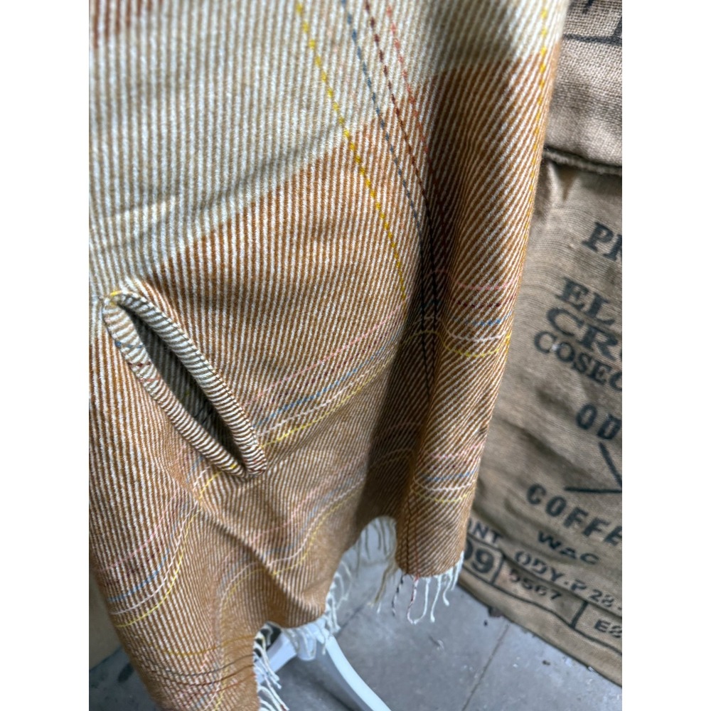 Madewell Acrylic Knit Fringe Scarf Brown Striped Wrap Shawl Boho 74"x54" - Picture 3 of 6